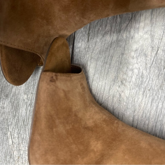 Jessica Simpson brown leather ankle boots open toe size 8.5M - Picture 6 of 10